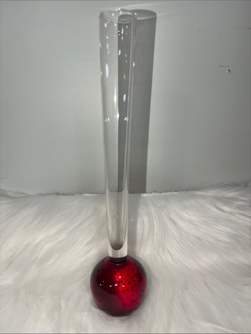 Holmegaard Orchid Glass Bud Vase with Red Base - Home Accents
